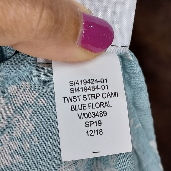 GAP cami tank twist strap blue aqua white cream floral S - Picture 6 of 7